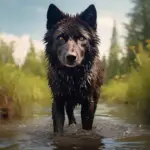 black wolf in the wild
