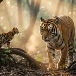 bengal-tiger-next-to-a-bengal-cat